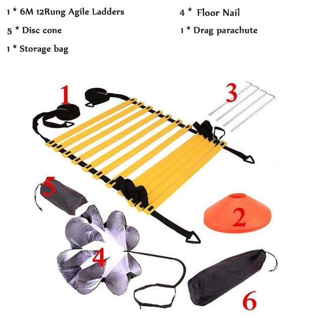 Football Training Set Resistance Umbrella Agile Ladder Sign Disc Speed Agility Training Kit Sports Footwork Accessories