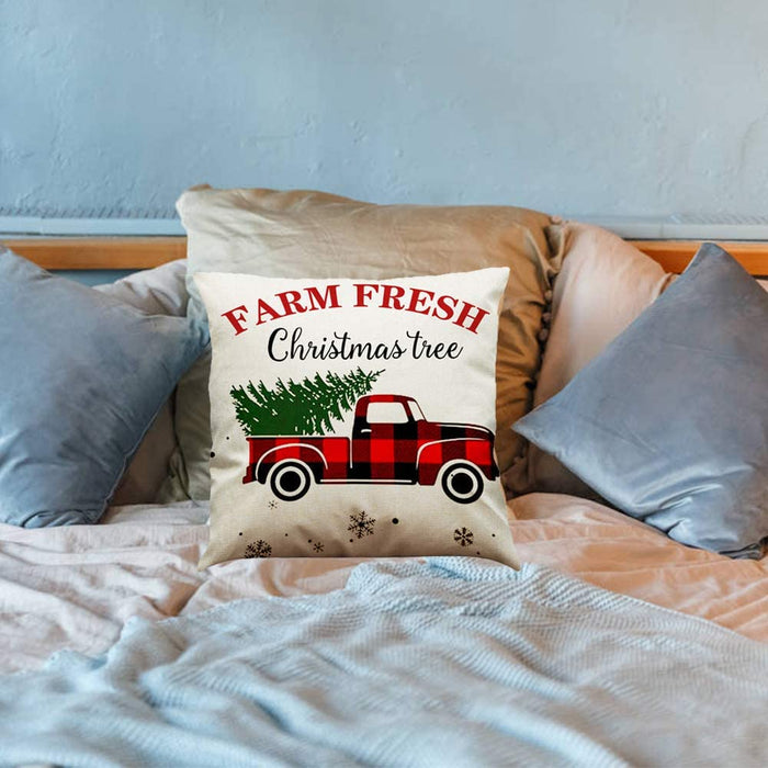 4pcs Farmhouse Christmas Pillow Covers 45x45cm Christmas Decorations Throw Pillows Cushion Case