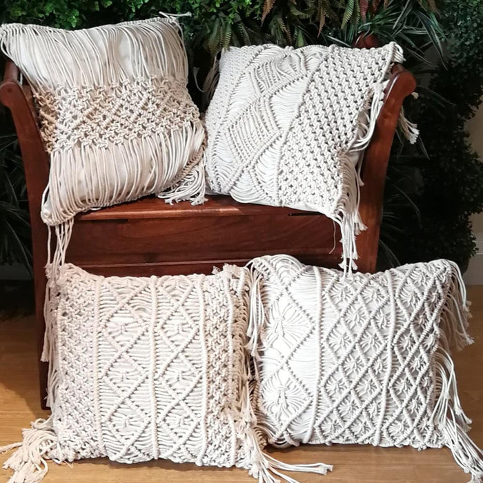 Macrame Hand-woven Cotton Thread Pillow Covers 100% Cotton Linen Geometry Bohemia Cushion Covers