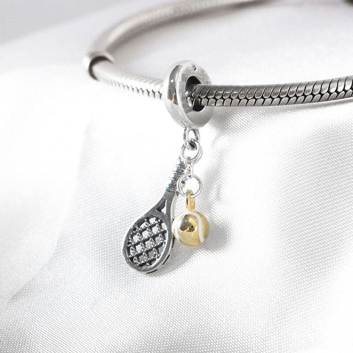 Authentic S925 Silver Pendant Charm Sport Tennis Dangle Charm for Women Bracelet &amp; Bangle DIY Jewelry