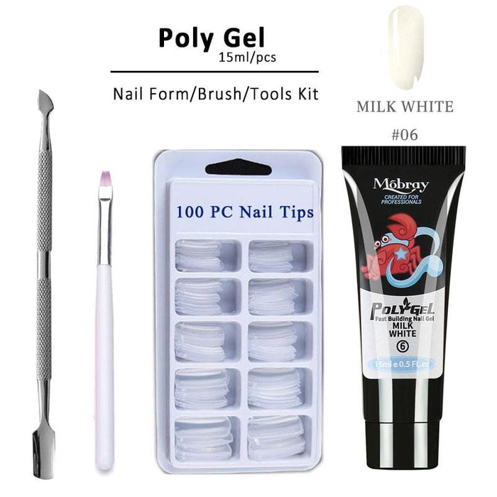 Poly Gel LED Clear UV Gel Varnish Nail Polish Art Kit