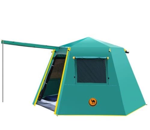 UV Hexagonal Aluminum Pole Automatic Outdoor Camping Wild Big Tent 3-4 Person Awning Garden Pergola 245*245*165CM Family Tent