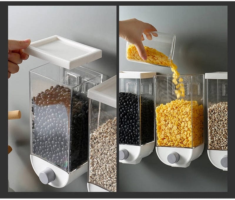 Wall-Mounted Kitchen Multi-Grain Sealed Jars Perforated -Grade Storage Boxez Grain Container Orgainzer Kitchen Storage