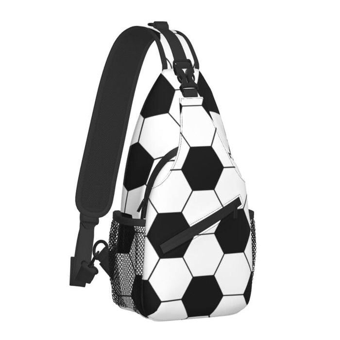Casual Football Pattern Hexagonal Sling Bag for Traveling Men Soccer Ball Chest Crossbody Backpack Shoulder Daypack