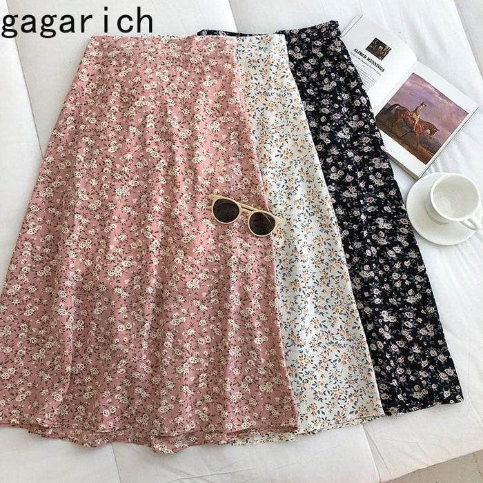 Gagarich Woman Skirt 2022 Summer New Korean Ins Fashion Temperament Gentle Vintage Floral Slim Versatile High Waist Female Skirt
