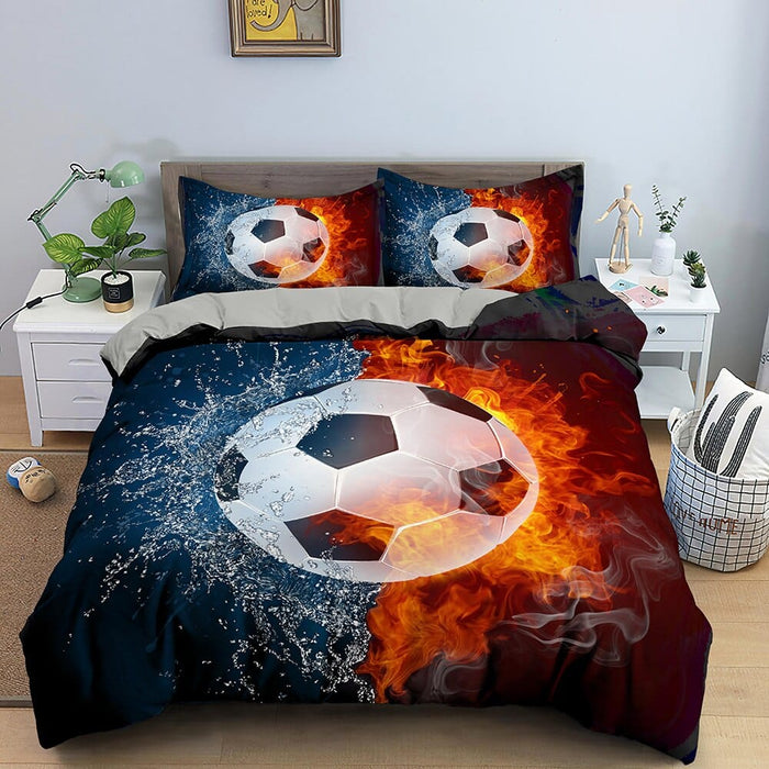 3D Football Duvet Cover Double Queen Full Bedding Set 2/3pcs Quilt Cover with Zipper Closure King Size Polyester Comforter Cover
