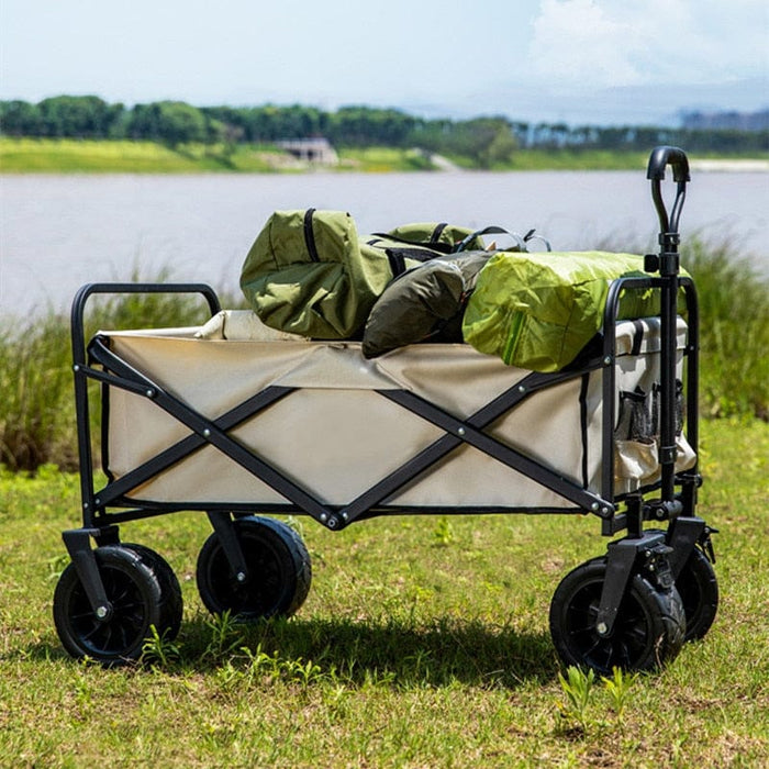 Outdoor Utility Wagon 5 Inches Wheel Portable Collapsible Camping Cart Lightweight Garden Shopping Sport Beach Hand Truck