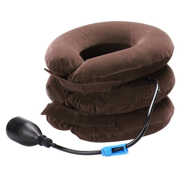 Three Layers Cervical Neck Traction Apparatus Inflatable Velvet Neck Guard Portable Adjustable Neck Brace Support Health Care
