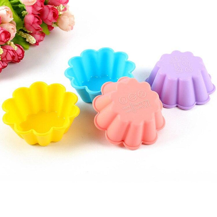 12-Pack Flower Reusable Non-stick Silicone Baking Cups