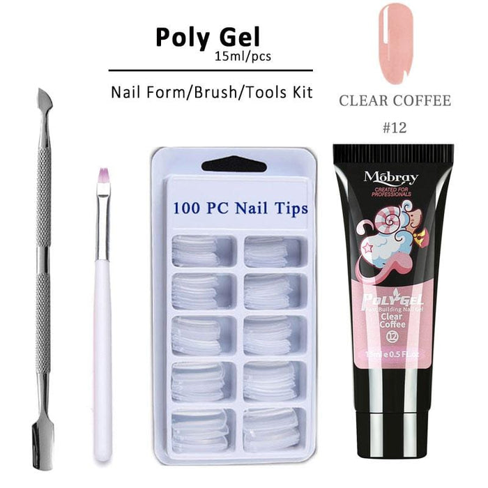 Poly Gel LED Clear UV Gel Varnish Nail Polish Art Kit