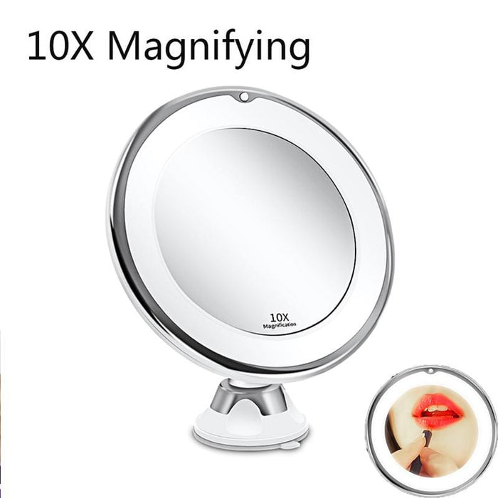 Dropshipping LED Mirror Flexible Makeup Mirror with Led Light Vanity Mirrors 10X Magnifying Mirrors Light Cosmetic Miroir