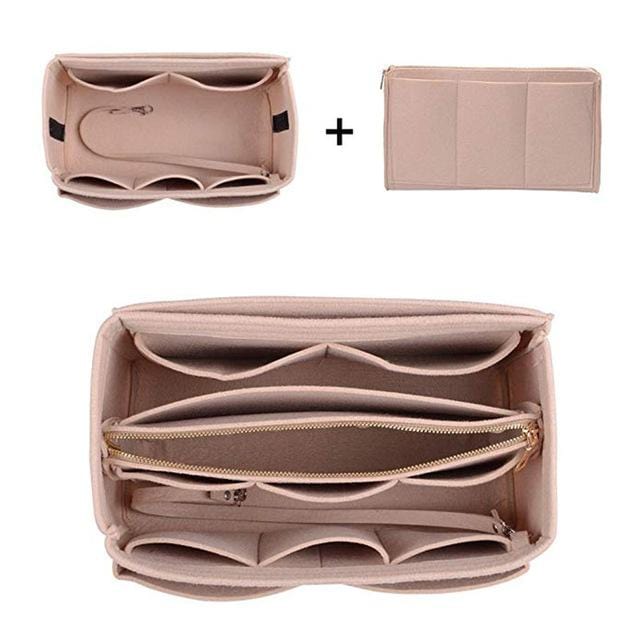Make up Organizer Insert Bag For Handbag, Felt Bag with zipper, Travel Inner Purse, Fit Cosmetic Bags Fit Various Brand Handbags