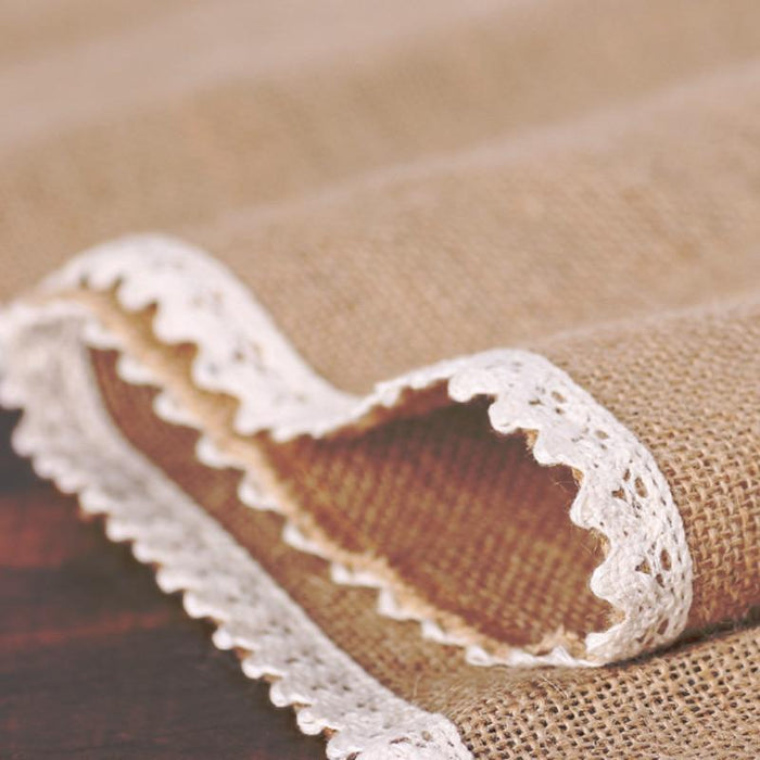 HAZY Jute Table Runner Wedding Vintage Natural Burlap Lace