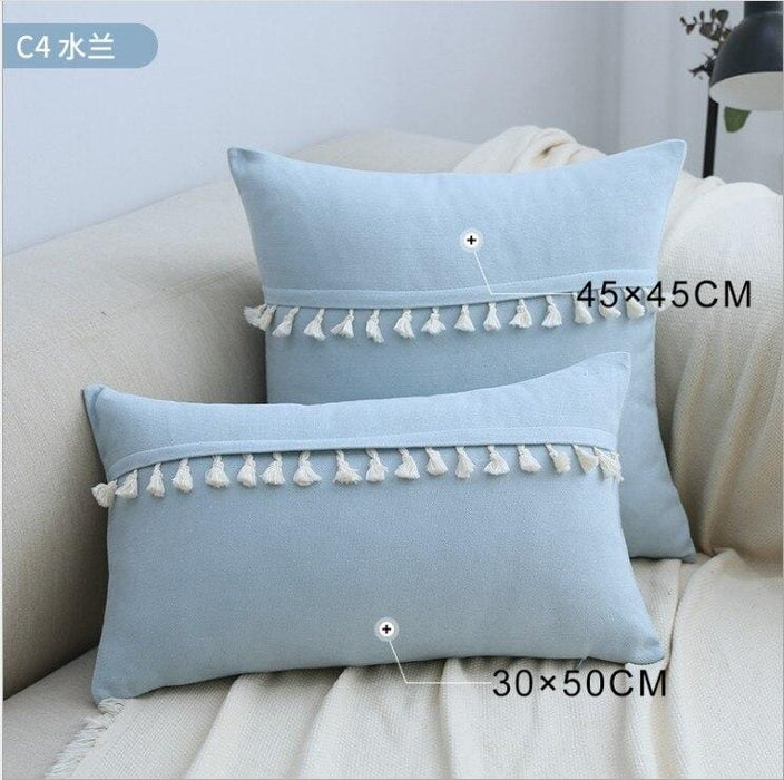 Soft Green Pink Tassels Cushion Cover 45x45cm/30x50cm Blue Yellow Decorative Pillow Cover Home Decor Sofa Throw PillowCase