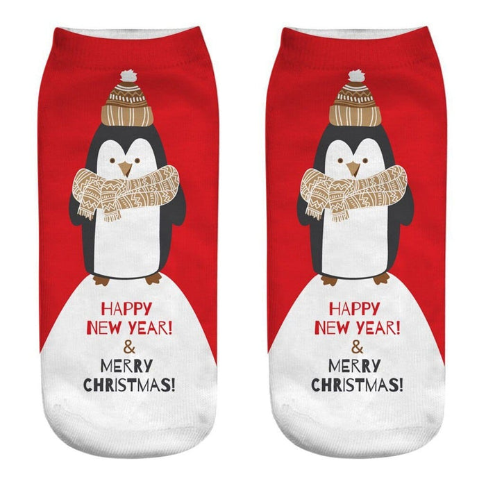 Happy Socks Women Christmas Socks Women 3d Christmas Santa Elk Printing Medium Sports Socks Comfortable Calcetines