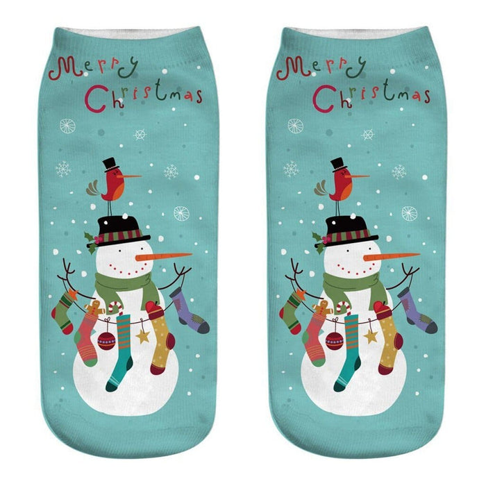 Happy Socks Women Christmas Socks Women 3d Christmas Santa Elk Printing Medium Sports Socks Comfortable Calcetines