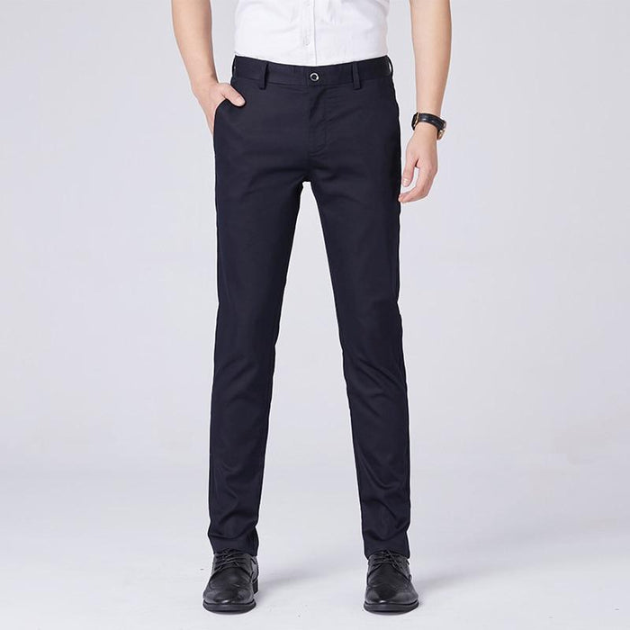 Ice Silk Slim Fit Business Elastic Trousers